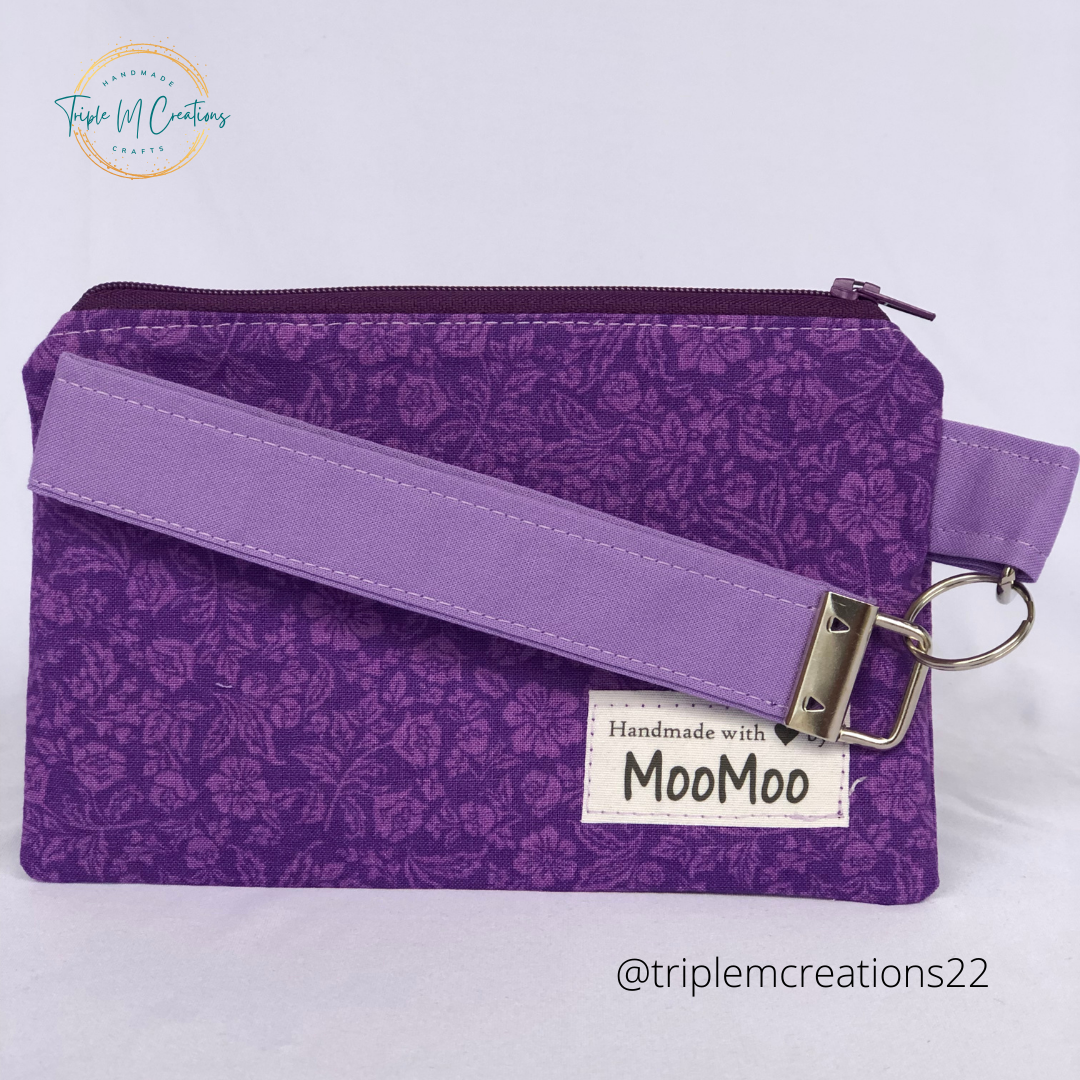 Wristlet Wallet (Teal Flowers)