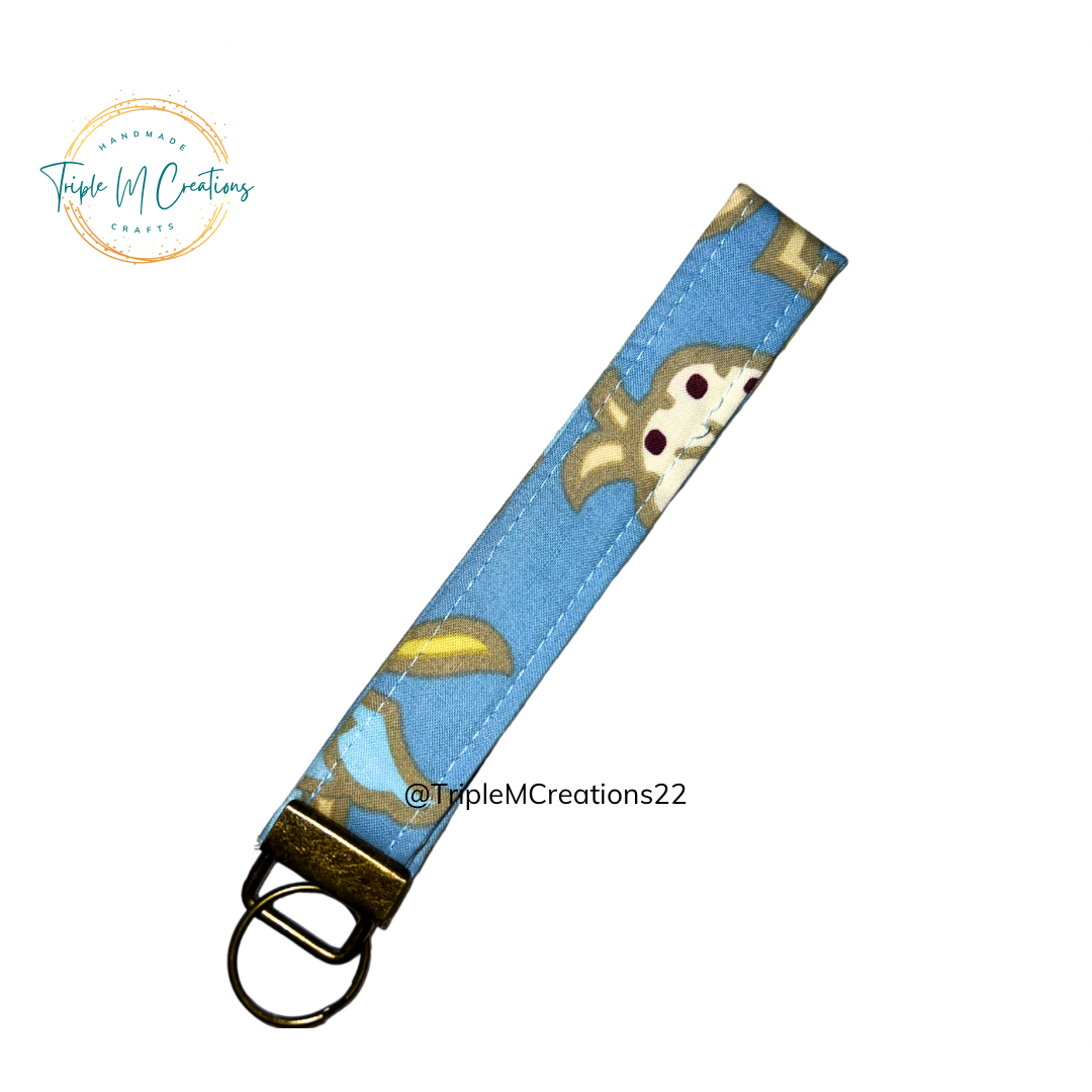 Wristlet Keychain (Blue Floral)