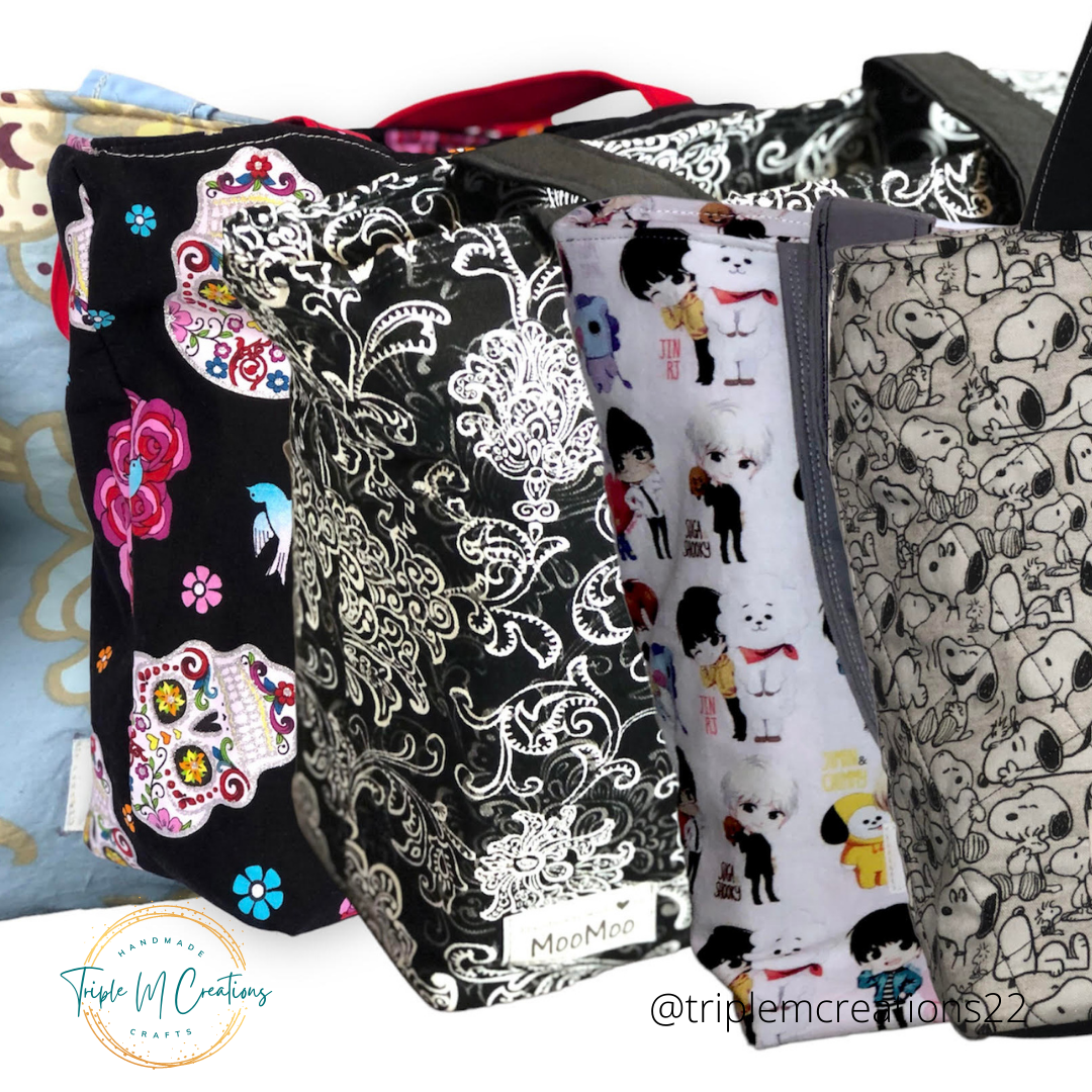 Lunch Tote Bag (Black Floral)