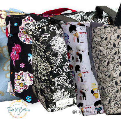 Lunch Tote Bag (Black Floral)