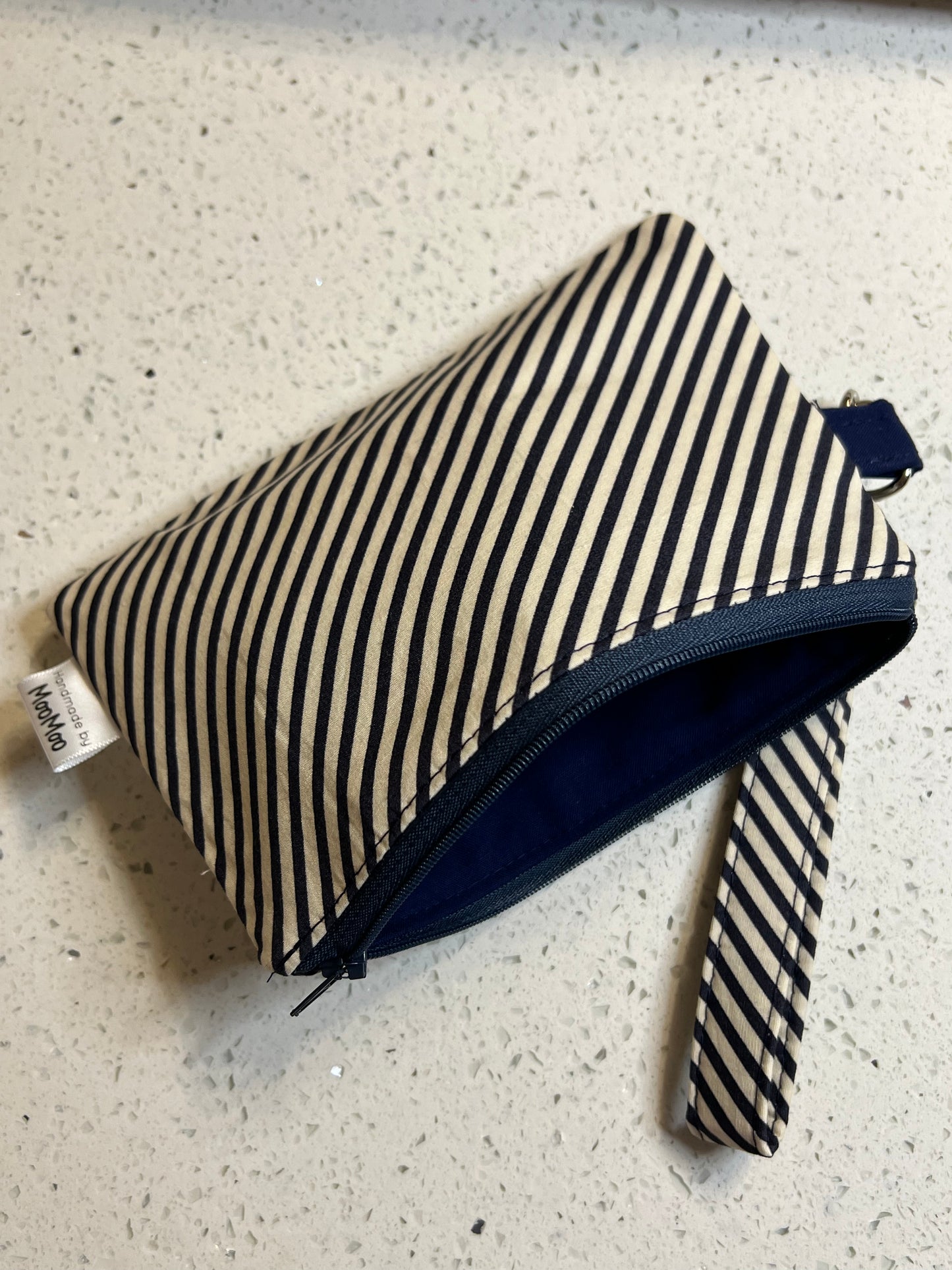 Wristlet Wallet (Navy Stripes)